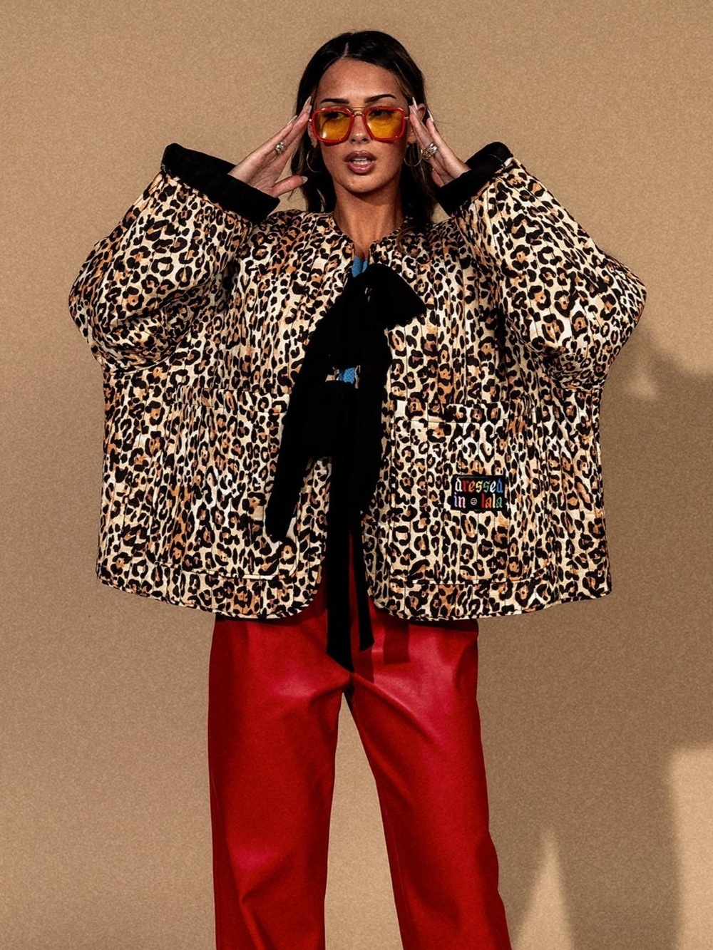 New! Dressed in LALA Welcome to Lalaland Quilted Leopard Oversized Jacket - S/M - Picture 4 of 7
